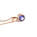 Round Bezel Set Tanzanite Rose Gold Pendant