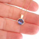 Round Bezel Set Tanzanite Rose Gold Pendant