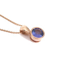 Round Bezel Set Tanzanite Rose Gold Pendant