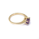 Round Cut Amethyst and Yellow Gold Six Claw Ring
