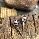 Round Cut Bezel Set Amethyst White Gold Studs