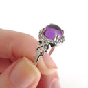 Round Cut Cabochon Amethyst and Diamond Ring