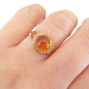 Round Cut Cabochon Citrine and Diamond Rose Gold Ring 6