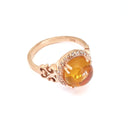 Round Cut Cabochon Citrine and Diamond Rose Gold Ring 6