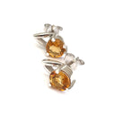 Round Cut Citrine Open V White Gold Studs