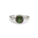 Round Cut Green Tourmaline with Petite Diamond Accent Ring