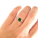Round Cut Green Tourmaline with Petite Diamond Accent Ring