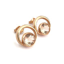 Round Cut Morganite and Rose Gold Earrings