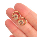Round Cut Morganite and Rose Gold Earrings