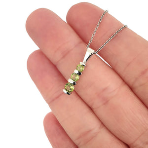  Round Cut Peridot Bar Set Drop Pendant