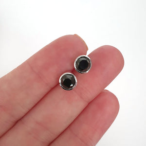 Round Tube Set Black Diamond Earrings