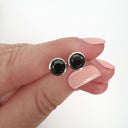 Round Tube Set Black Diamond Earrings
