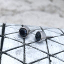 Round Tube Set Black Diamond Earrings