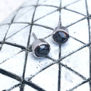 Round Tube Set Black Diamond Earrings