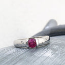 Ruby And Diamond Sprinkled Shoulder Ring