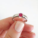 Ruby And Diamond Sprinkled Shoulder Ring