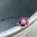 Ruby Flower and Diamond Ring