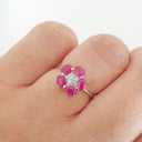 Ruby Flower and Diamond Ring