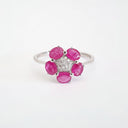 Ruby Flower and Diamond Ring