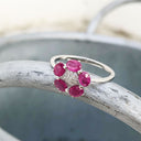 Ruby Flower and Diamond Ring