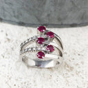 Ruby, Diamond and White Gold Multiband Ring