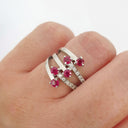 Ruby, Diamond and White Gold Multiband Ring