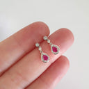 Ruby and Diamond Halo Droplet earrings