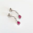 Ruby and Diamond Halo Droplet earrings