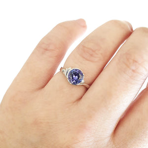 Ruched Shoulder Tanzanite and Diamond Ring