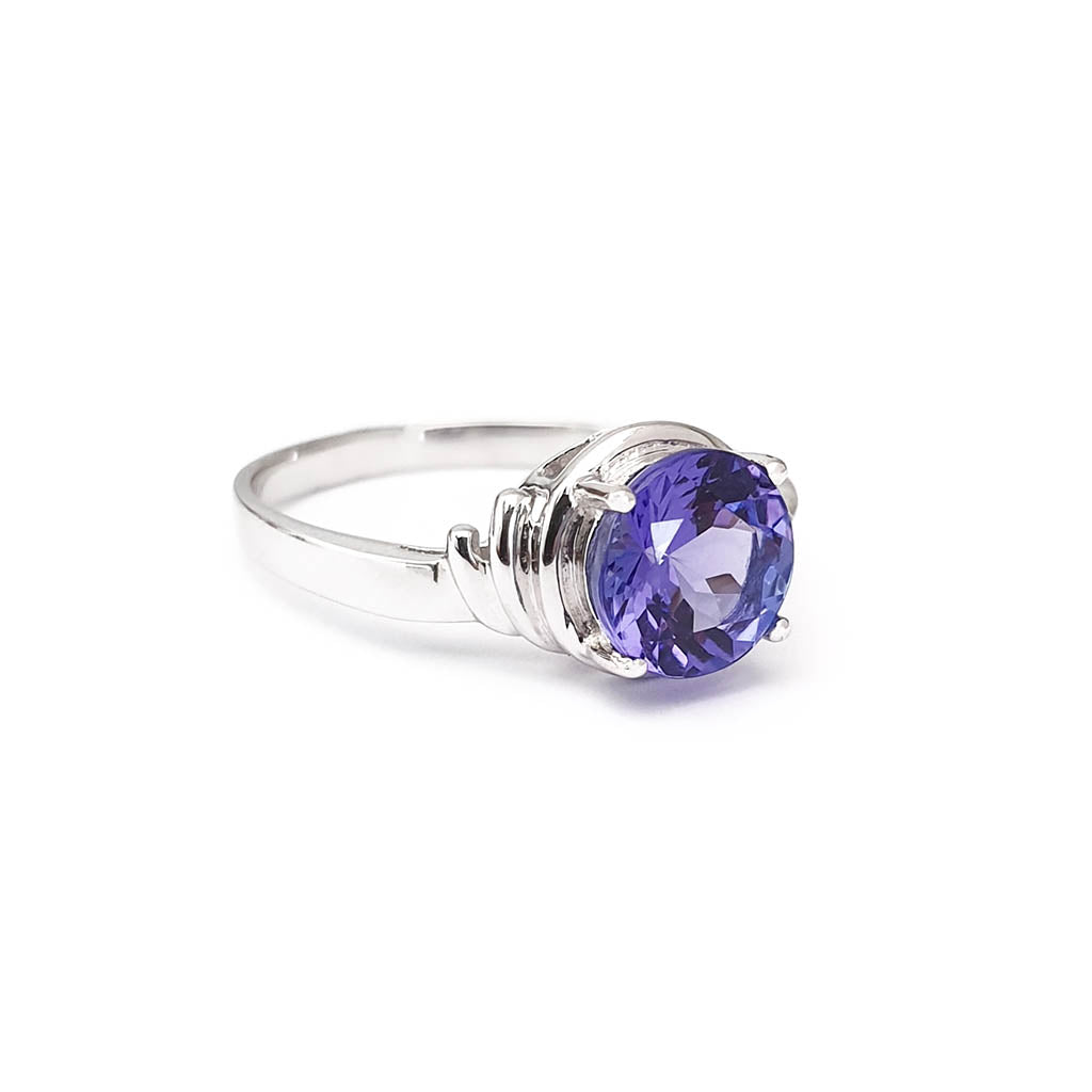 Ruched Shoulder Tanzanite and Diamond Ring