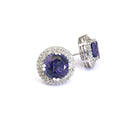 Scintillating Tanzanite and Double Diamond Halo Earrings