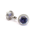 Scintillating Tanzanite and Double Diamond Halo Earrings