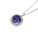 Scintillating Tanzanite and Double Diamond Halo Pendant