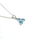 Silver 3 Gem Flower Pendant - Blue Topaz
