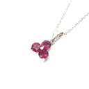 Silver 3 Gem Flower Pendant - Rhodolite