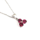 Silver 3 Gem Flower Pendant - Rhodolite