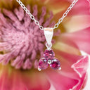 Silver 3 Gem Flower Pendant - Rhodolite