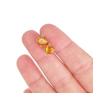 Silver 4 Claw Citrine Studs 7mm x 7mm