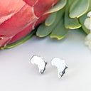 Silver Africa Map Stud Earrings