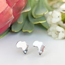 Silver Africa Map Stud Earrings