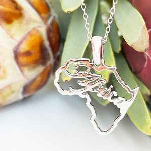 Silver African Type Map Outline Pendant