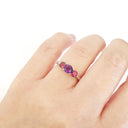 Silver Amethyst and Rhodolite Trilogy Rainbow Ring