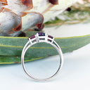 Silver Amethyst and Rhodolite Trilogy Rainbow Ring