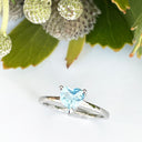Silver Blue Topaz Heart Shaped Ring