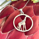 Silver Circular Giraffe Pendant