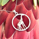 Silver Circular Giraffe Pendant