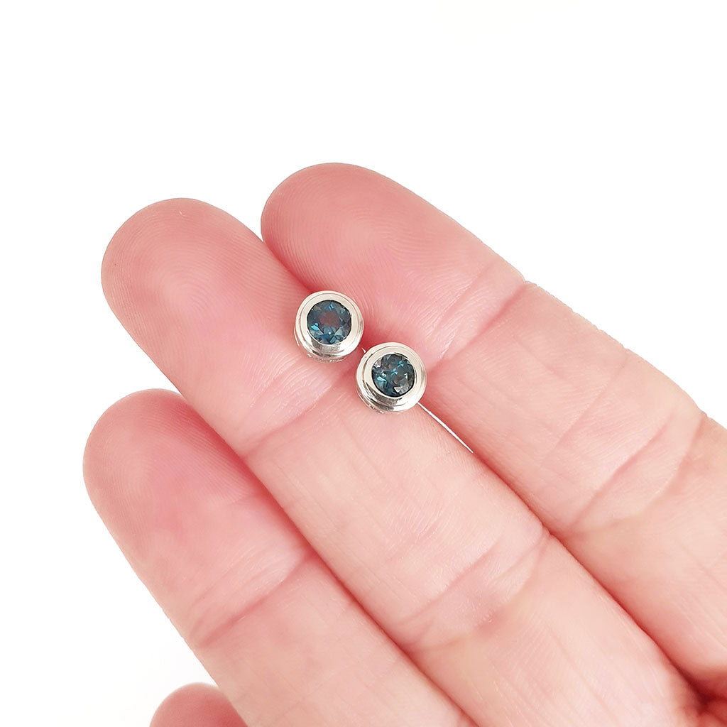 Silver Double Tube London Blue Topaz Earrings