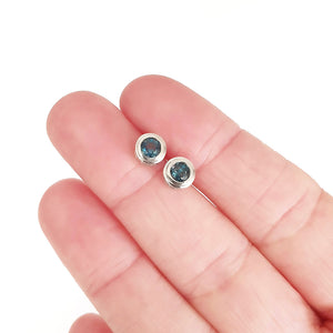 Silver Double Tube London Blue Topaz Earrings