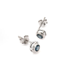Silver Double Tube London Blue Topaz Earrings