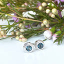 Silver Double Tube London Blue Topaz Earrings